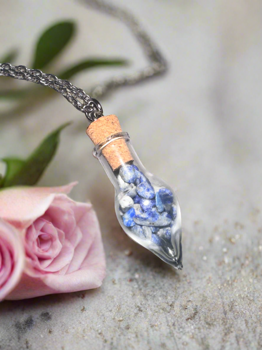 Lapis Lazuli Stones Necklace Tear Drop Pendant