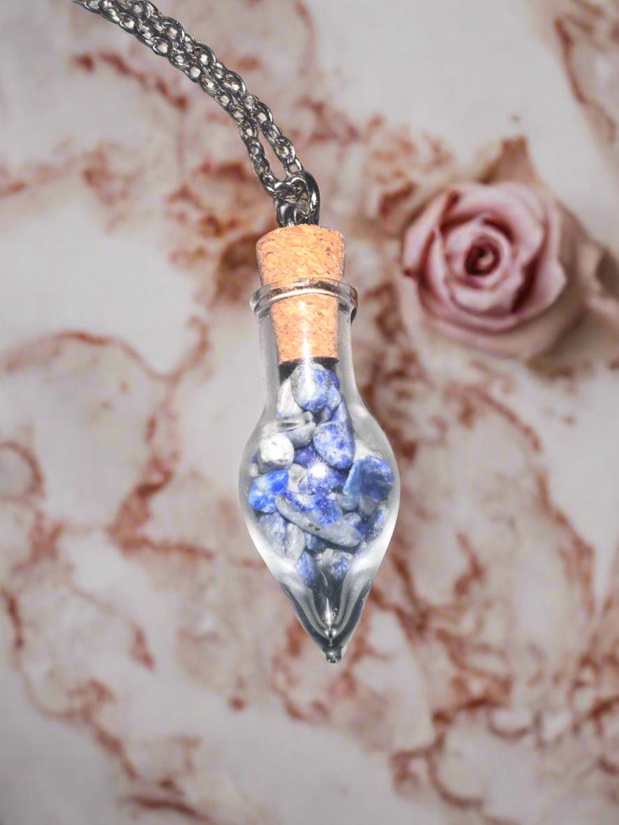 Lapis Lazuli Stones Necklace Tear Drop Pendant