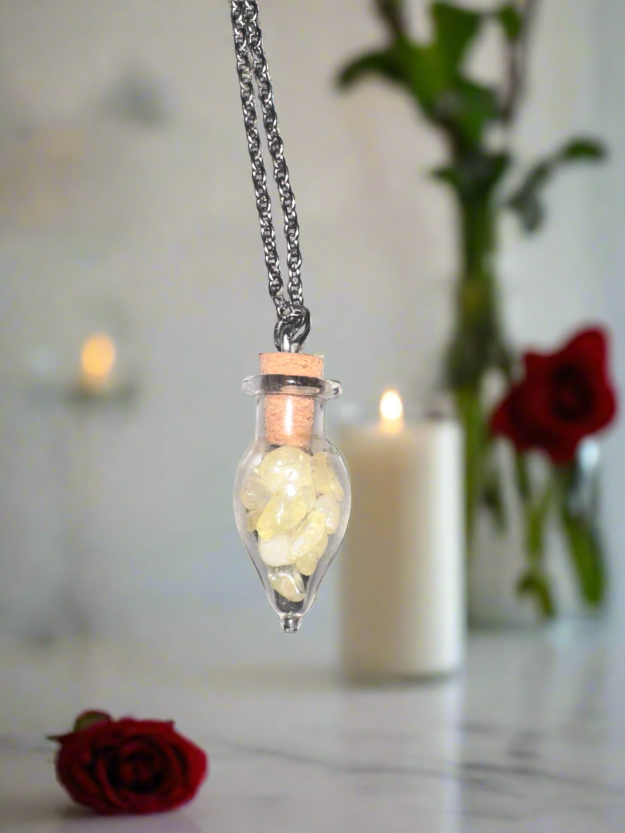 Citrine Crystal Necklace Tear Drop Pendant