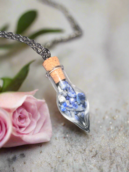 Lapis Lazuli Stones Necklace Tear Drop Pendant