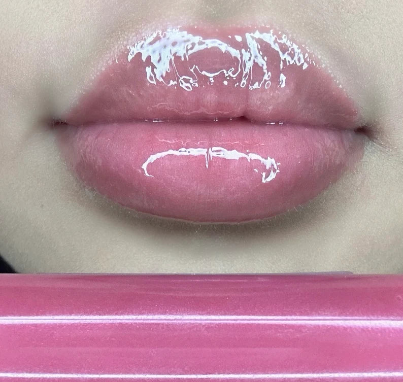 Pink Shimmer Lip Gloss infused with Clear Quartz