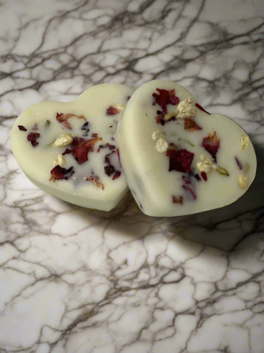 Heart Shaped Lotion Bar with Crystals and Flowers