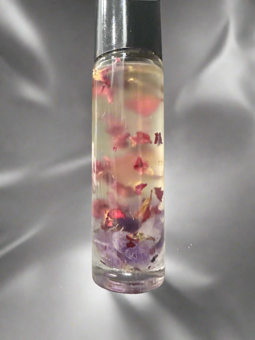 Lip Oil with Rose Petals and Amethyst