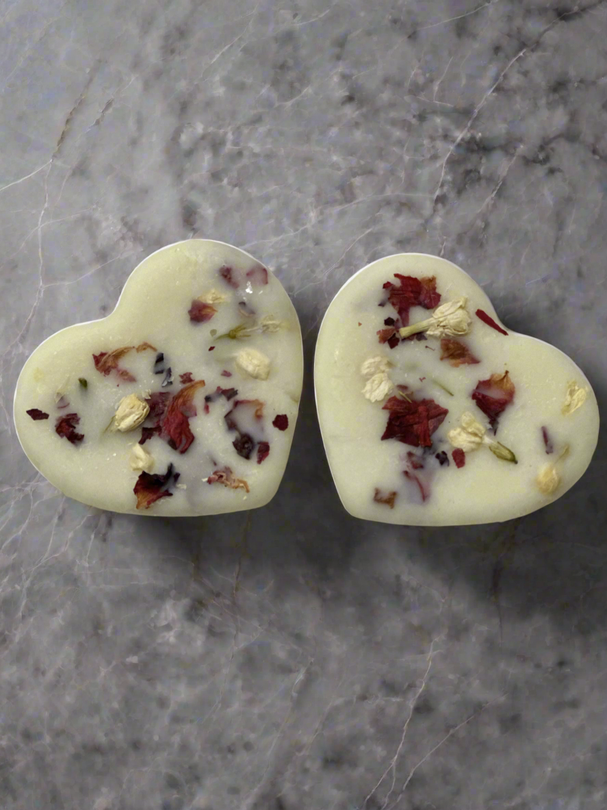 Heart Shaped Lotion Bar with Crystals and Flowers