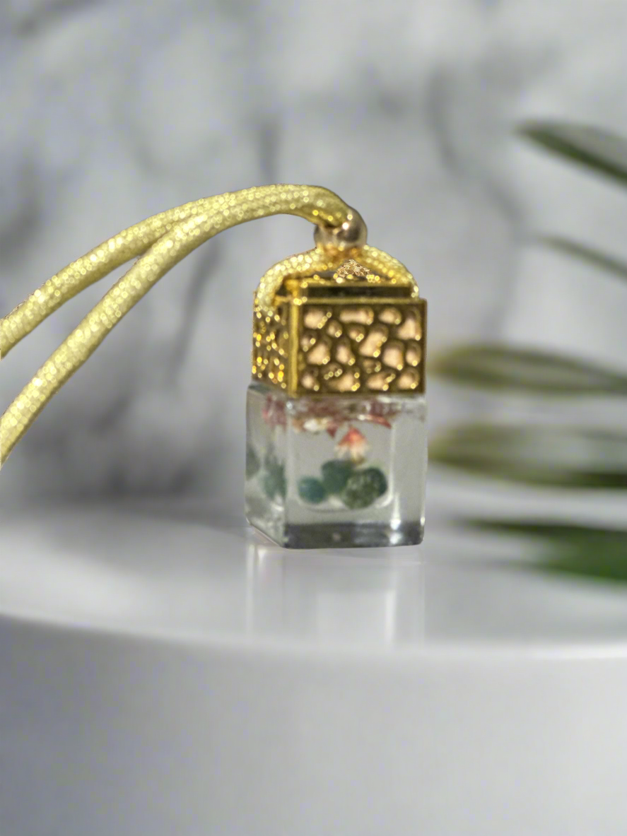 Gold Car Diffuser Infused with Crystals and Flowers