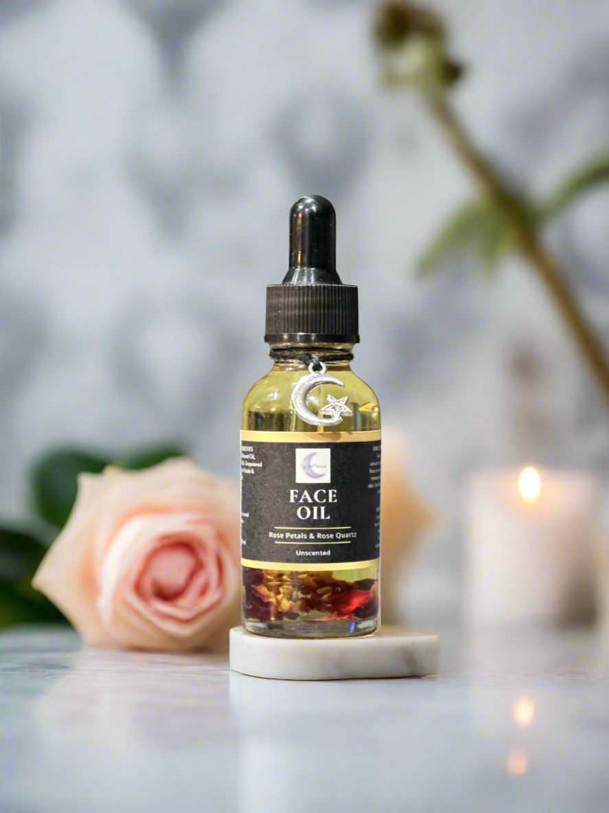 Face Oil infused with Rose Petals and Rose Quartz