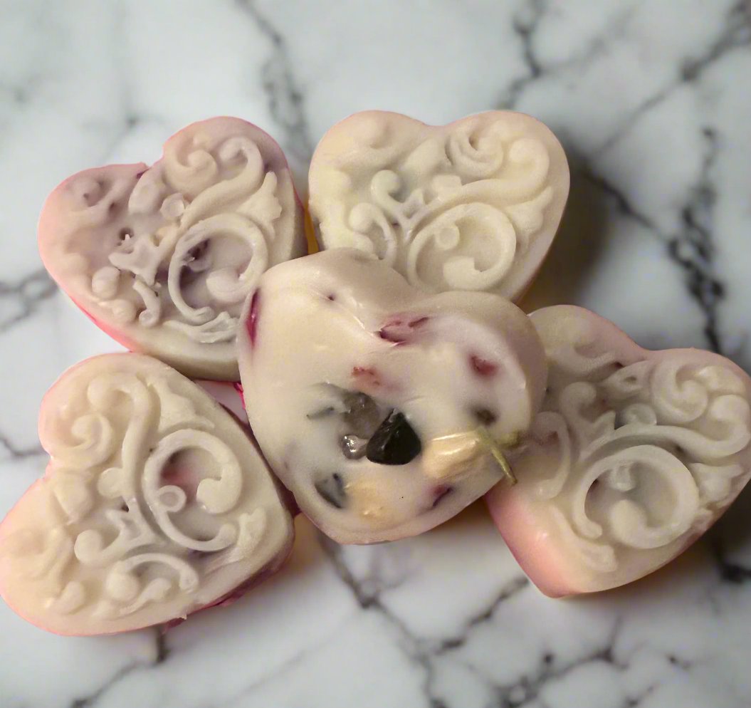 Heart Shaped Lotion Bar with Crystals and Flowers Choose Options