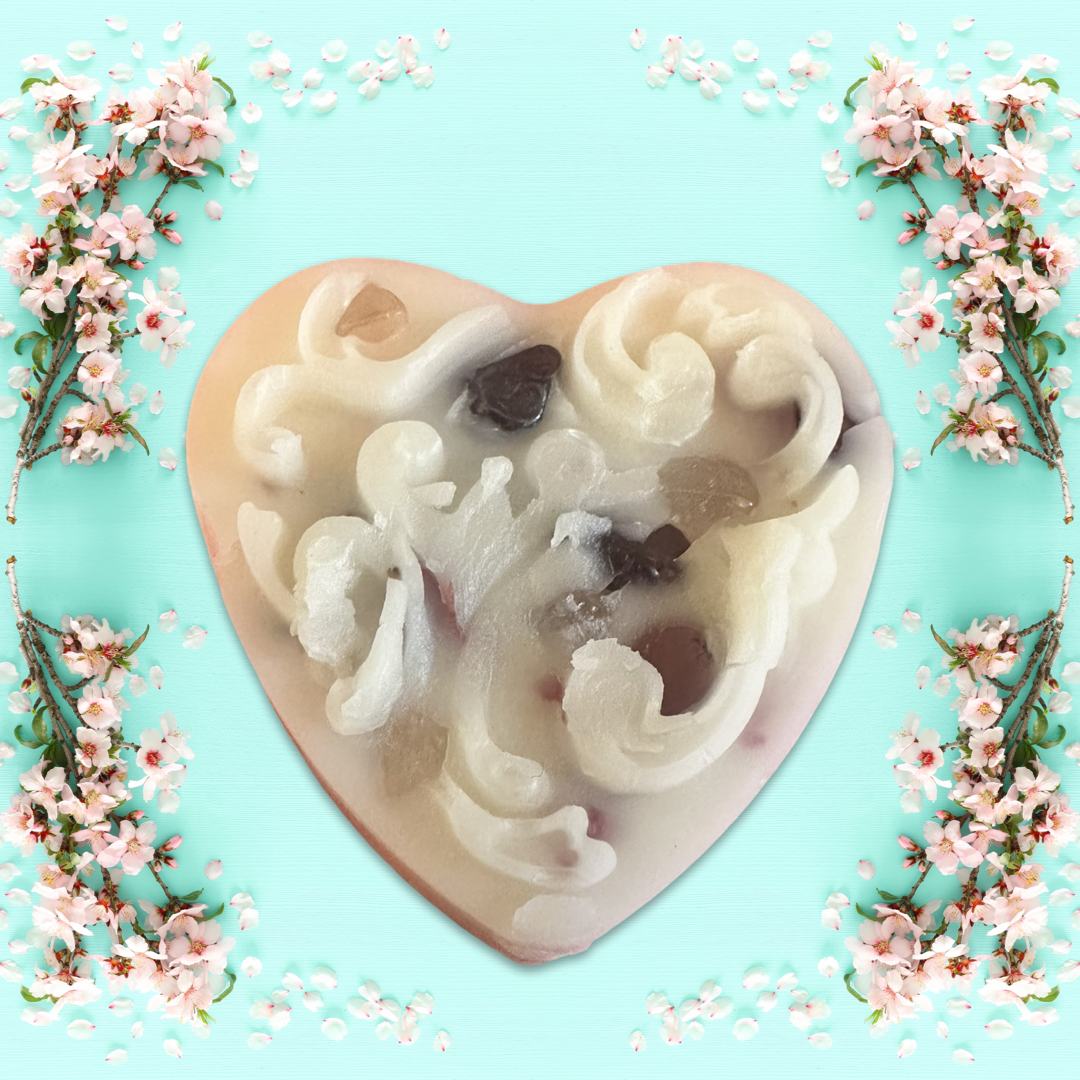 Heart Shaped Lotion Bar with Crystals and Flowers Choose Options