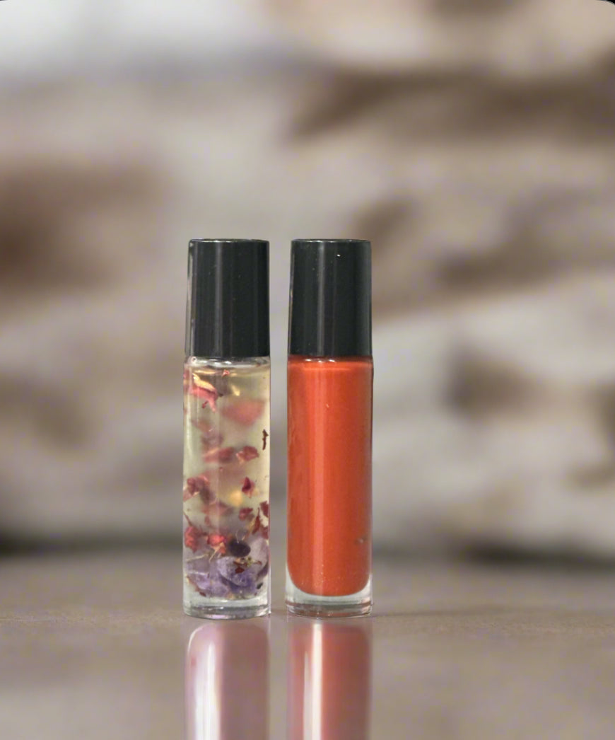 Lip Oil with Rose Petals and Amethyst