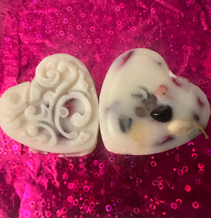 Heart Shaped Lotion Bar with Crystals and Flowers Choose Options