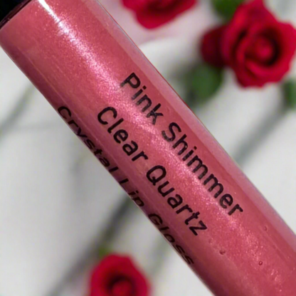 Pink Shimmer Lip Gloss infused with Clear Quartz