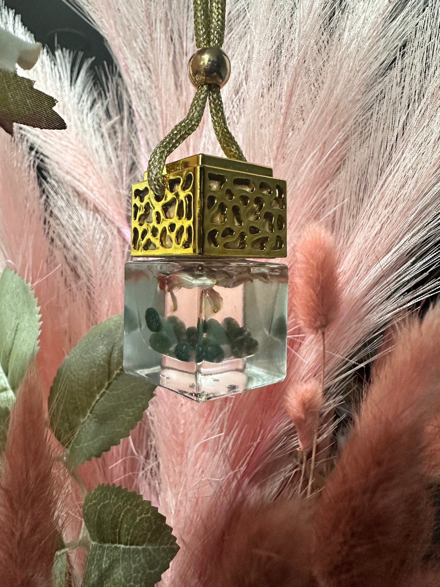 Gold Car Diffuser Infused with Crystals and Flowers