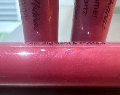 Pink Shimmer Lip Gloss infused with Clear Quartz