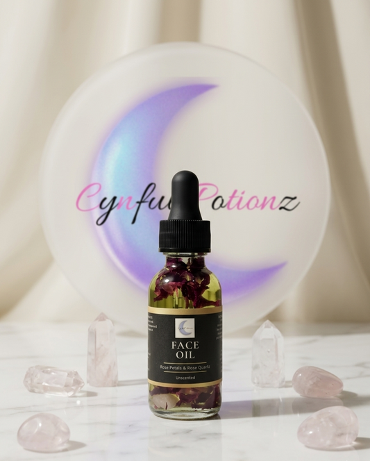 Face Oil infused with Rose Petals and Rose Quartz